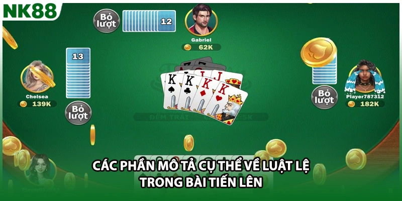 Các phần mô tả cụ thể về luật lệ trong bài tiến lên 